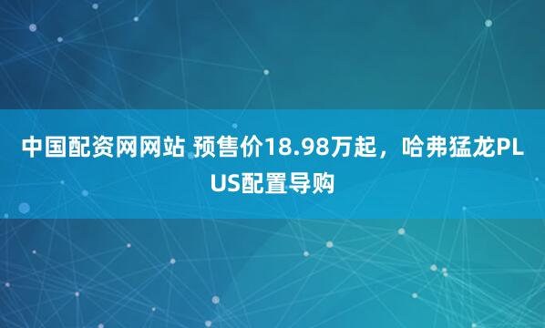 中国配资网网站 预售价18.98万起，哈弗猛龙PLUS配置导购